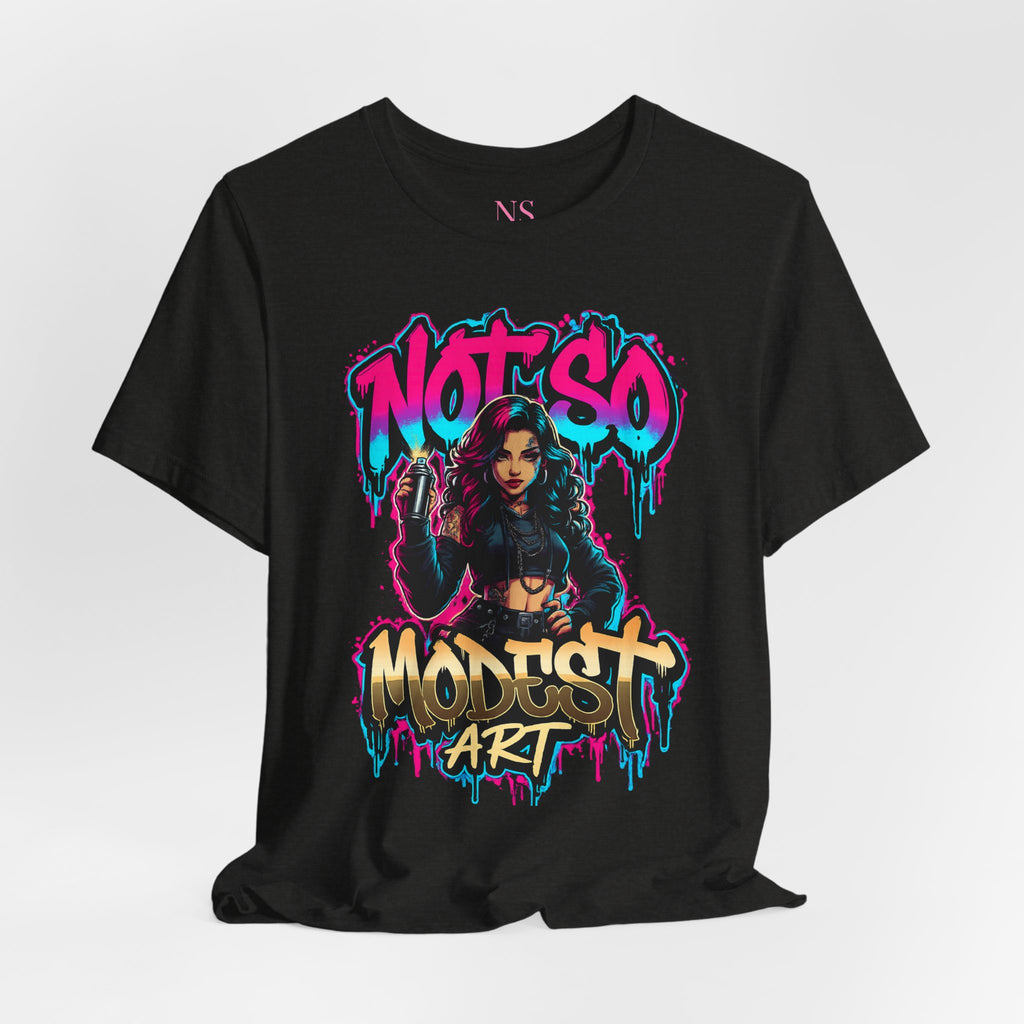 Not So Modest Art Graphic Tee — Bold Streetwear Girl Illustration