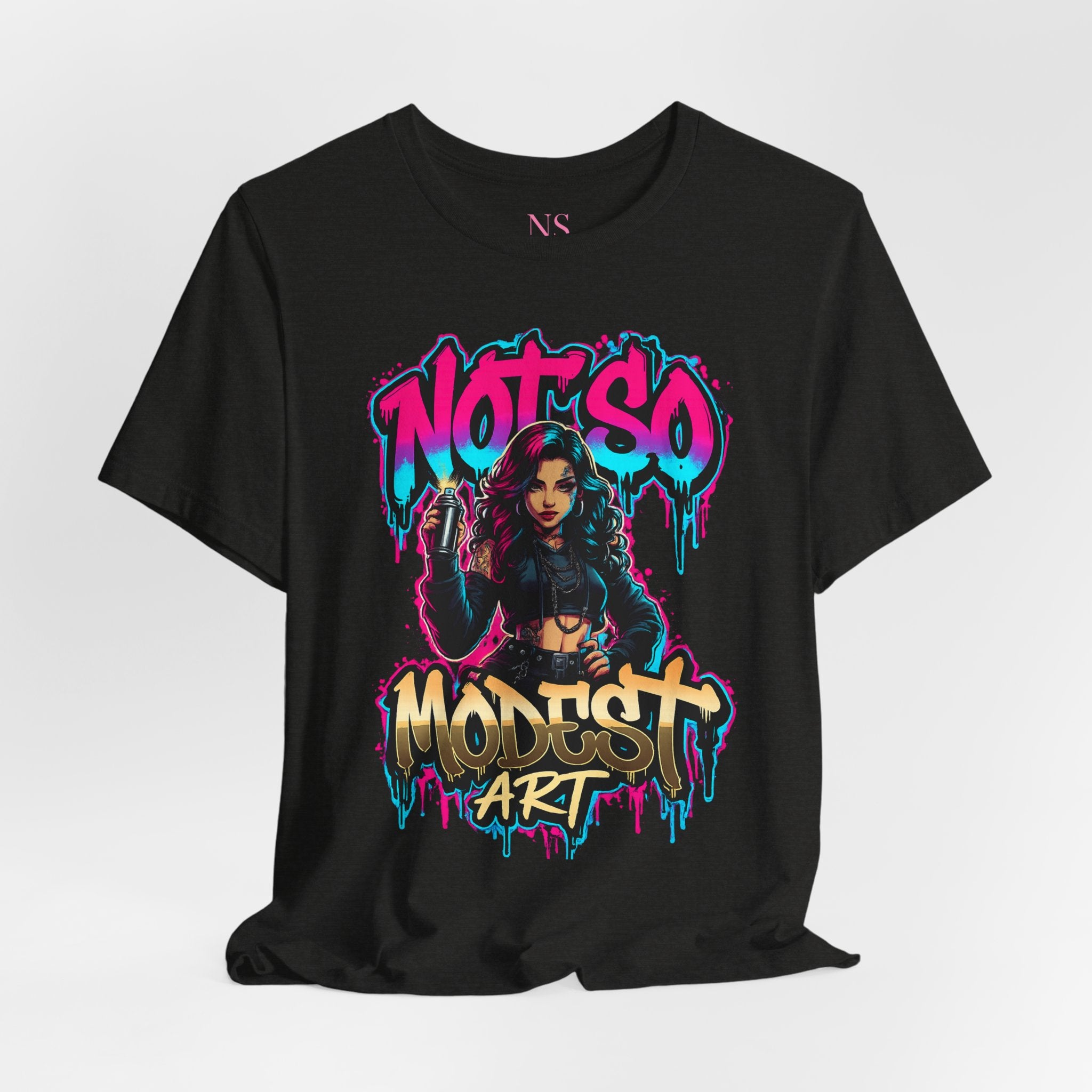 Not So Modest Art Graphic Tee — Bold Streetwear Girl Illustration