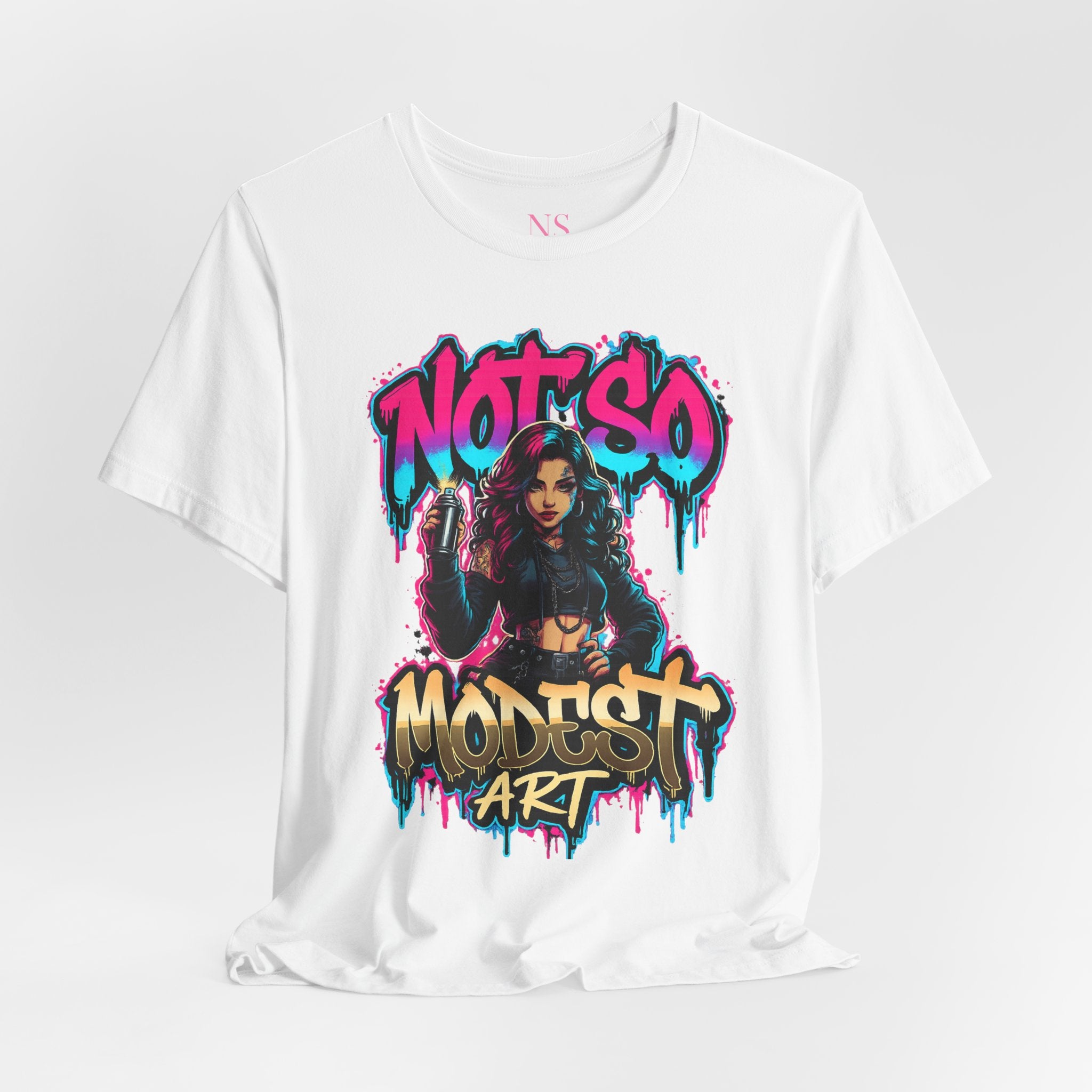 Not So Modest Art Graphic Tee — Bold Streetwear Girl Illustration