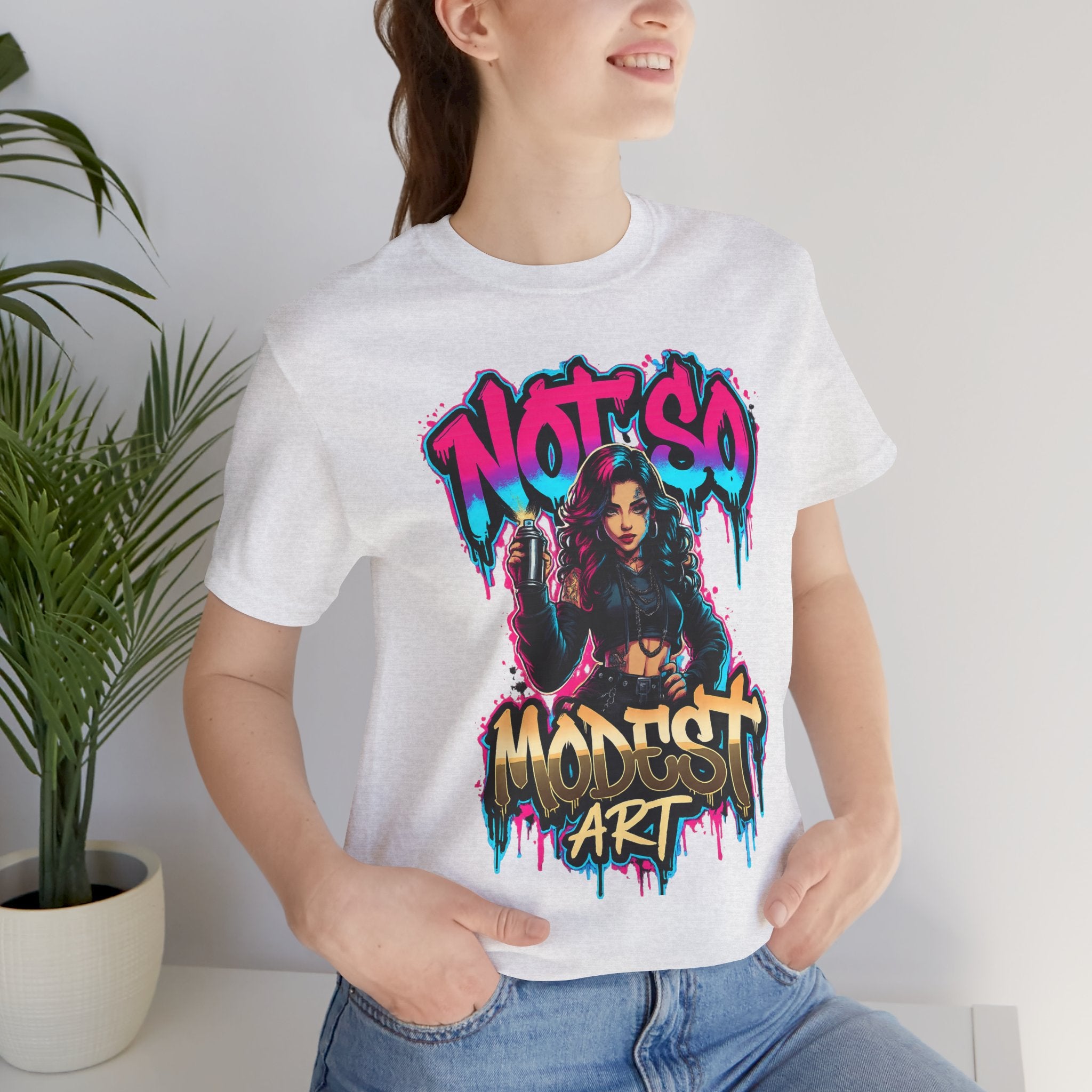 Not So Modest Art Graphic Tee — Bold Streetwear Girl Illustration