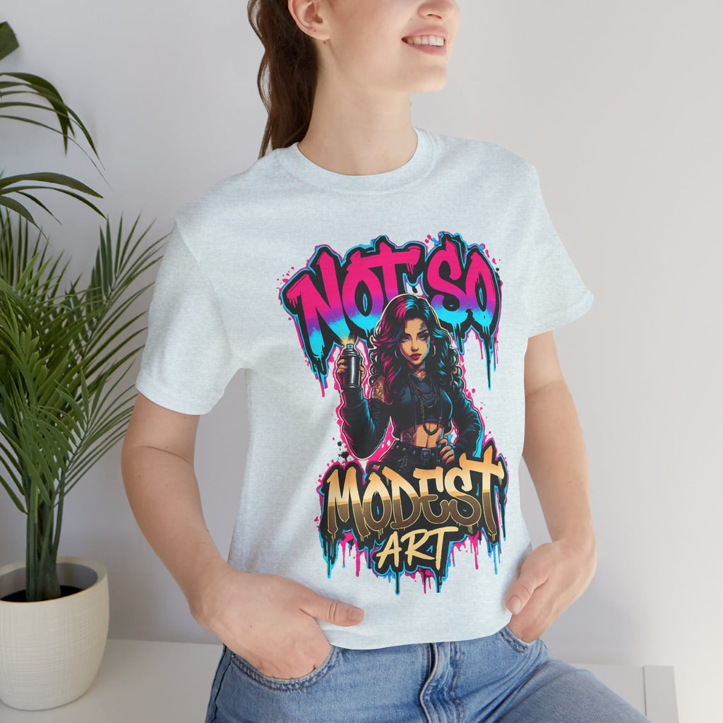 Not So Modest Art Graphic Tee — Bold Streetwear Girl Illustration