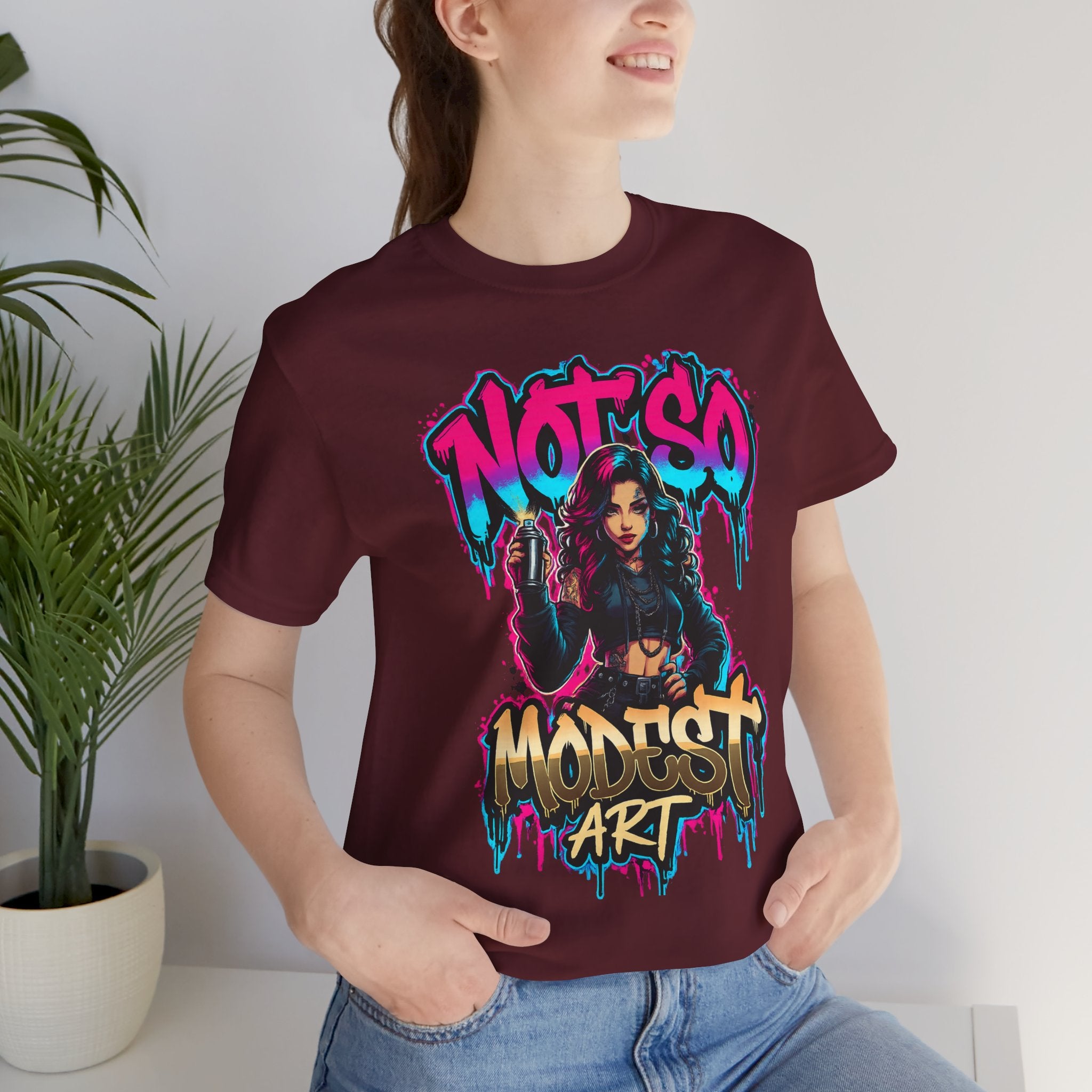 Not So Modest Art Graphic Tee — Bold Streetwear Girl Illustration