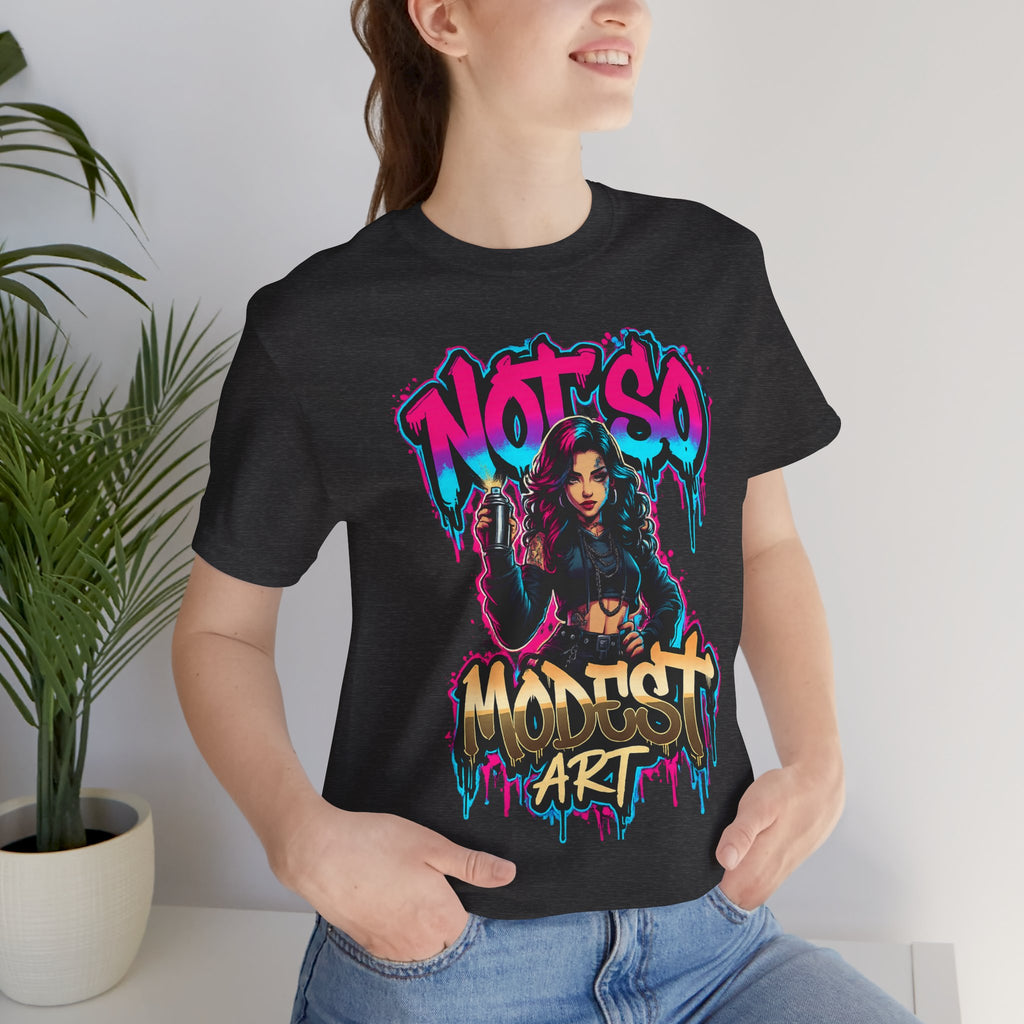 Not So Modest Art Graphic Tee — Bold Streetwear Girl Illustration