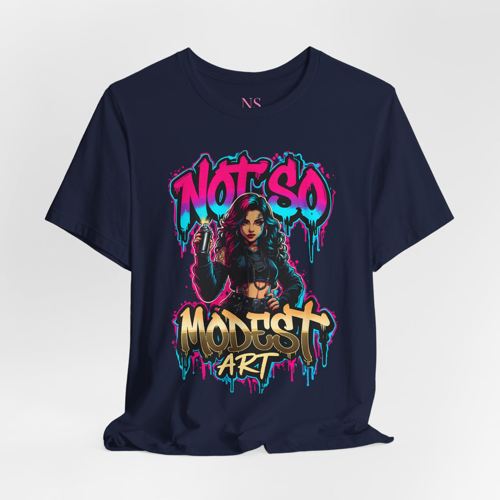 Not So Modest Art Graphic Tee — Bold Streetwear Girl Illustration