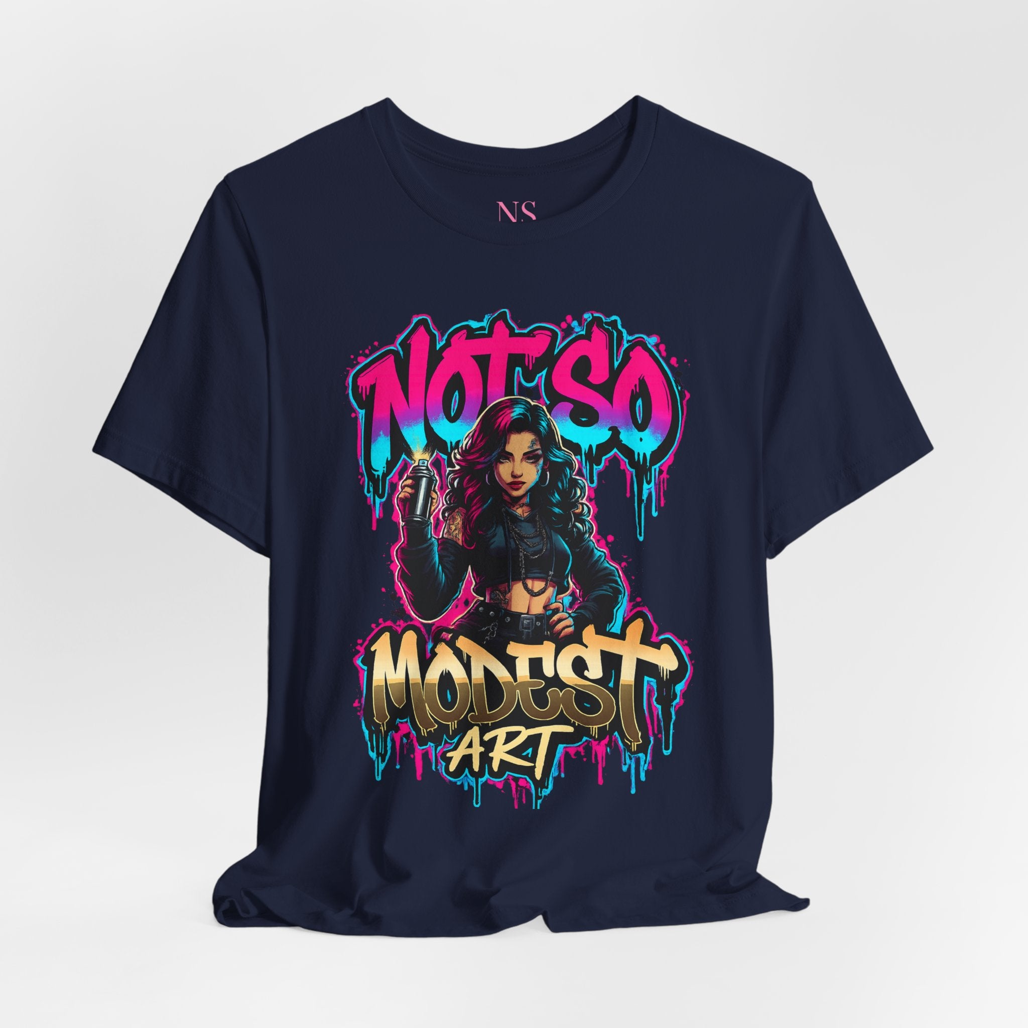 Not So Modest Art Graphic Tee — Bold Streetwear Girl Illustration