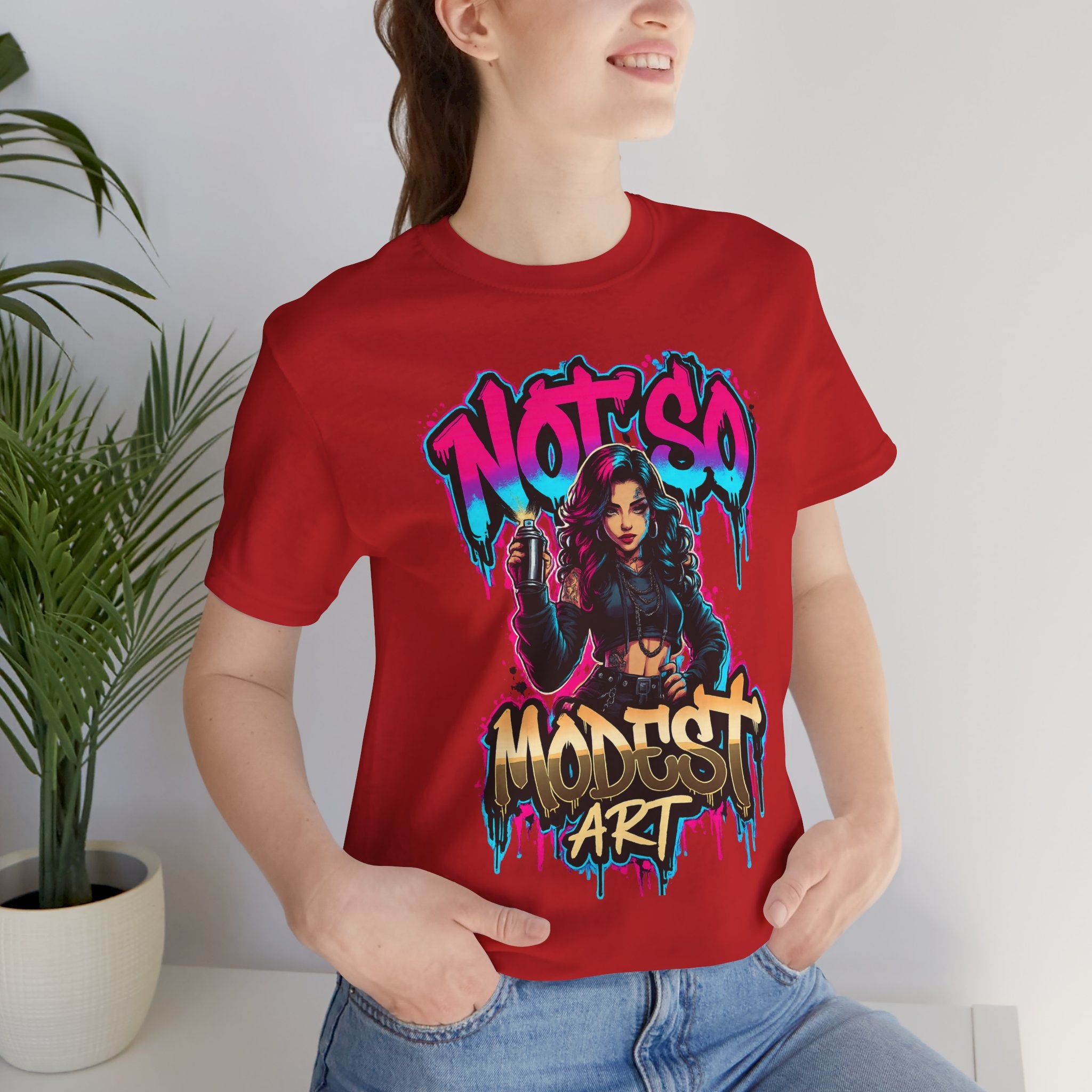 Not So Modest Art Graphic Tee — Bold Streetwear Girl Illustration