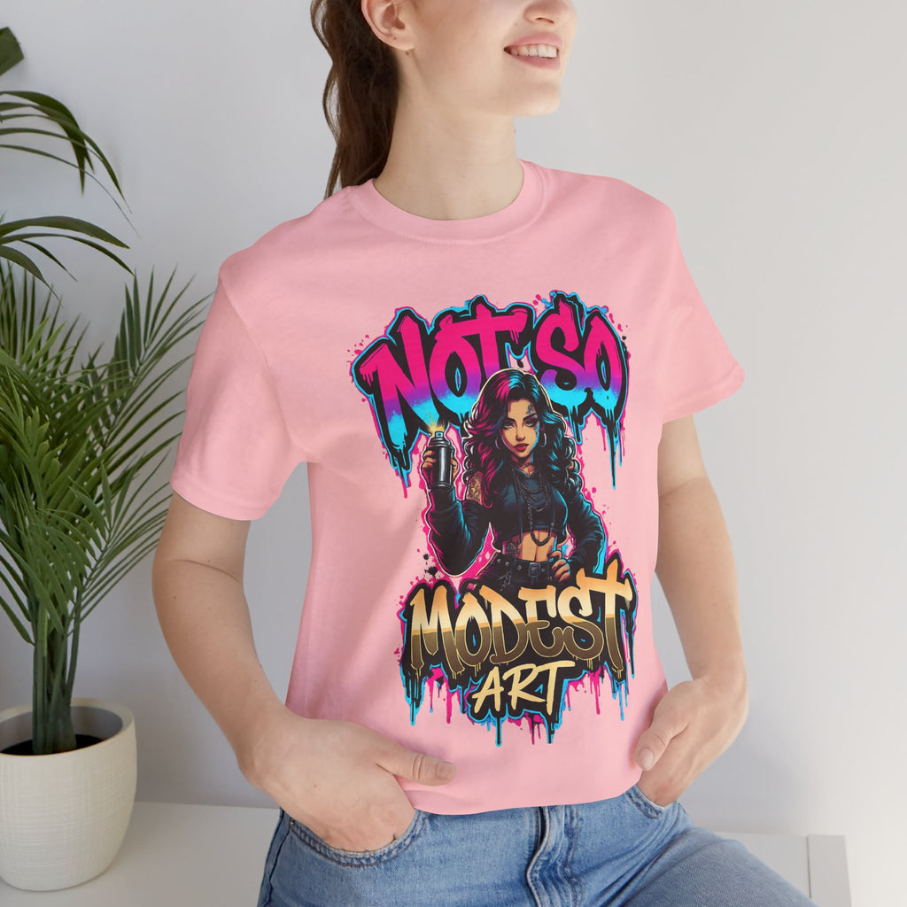 Not So Modest Art Graphic Tee — Bold Streetwear Girl Illustration