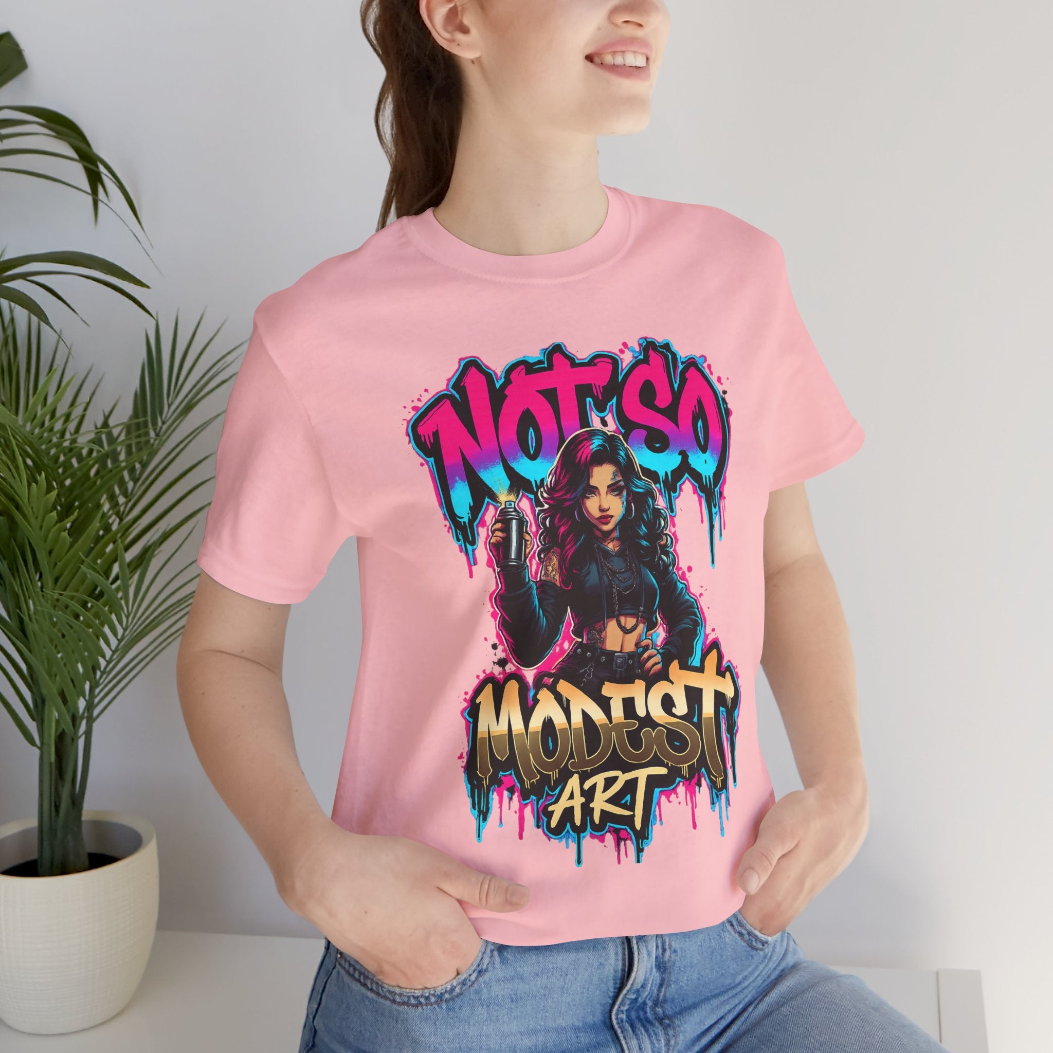 Not So Modest Art Graphic Tee — Bold Streetwear Girl Illustration