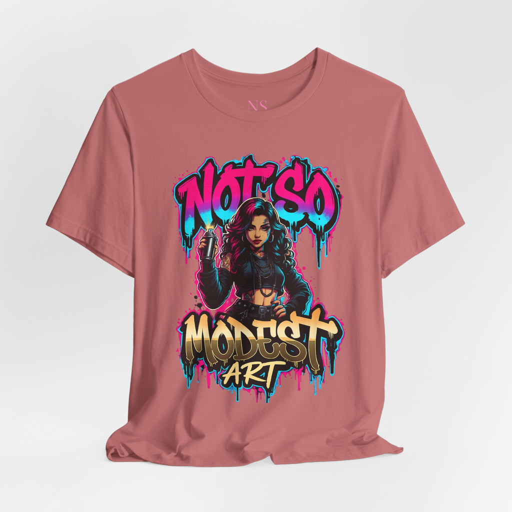 Not So Modest Art Graphic Tee — Bold Streetwear Girl Illustration