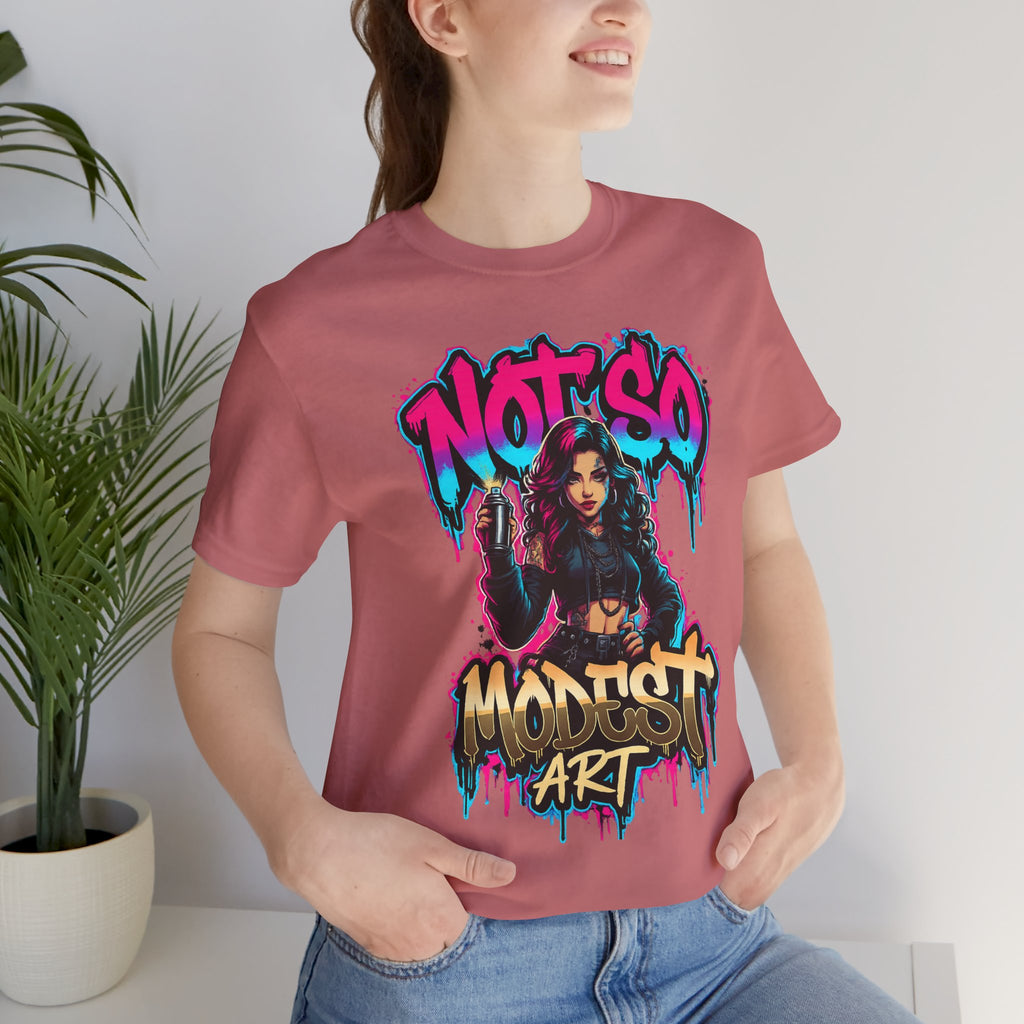 Not So Modest Art Graphic Tee — Bold Streetwear Girl Illustration