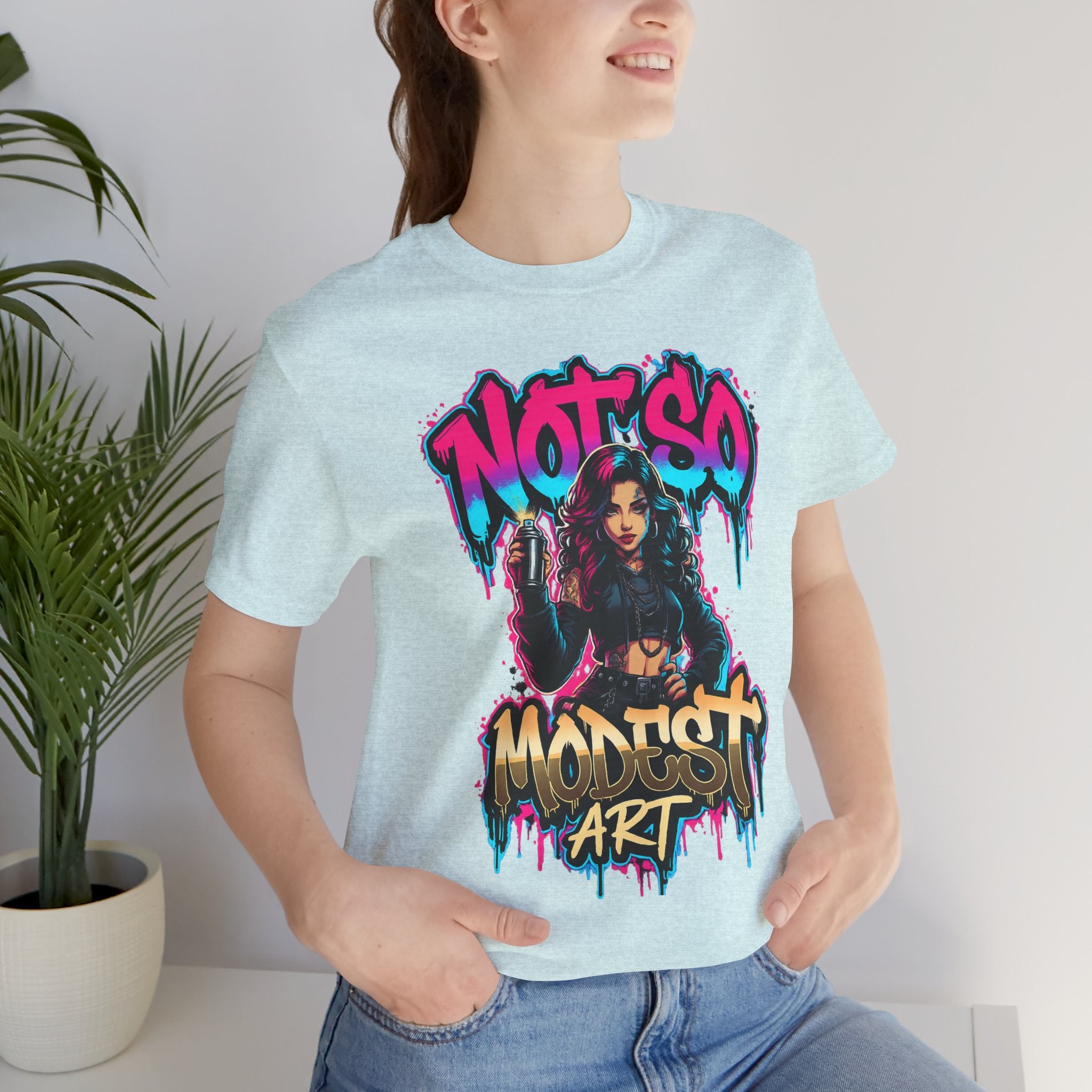 Not So Modest Art Graphic Tee — Bold Streetwear Girl Illustration
