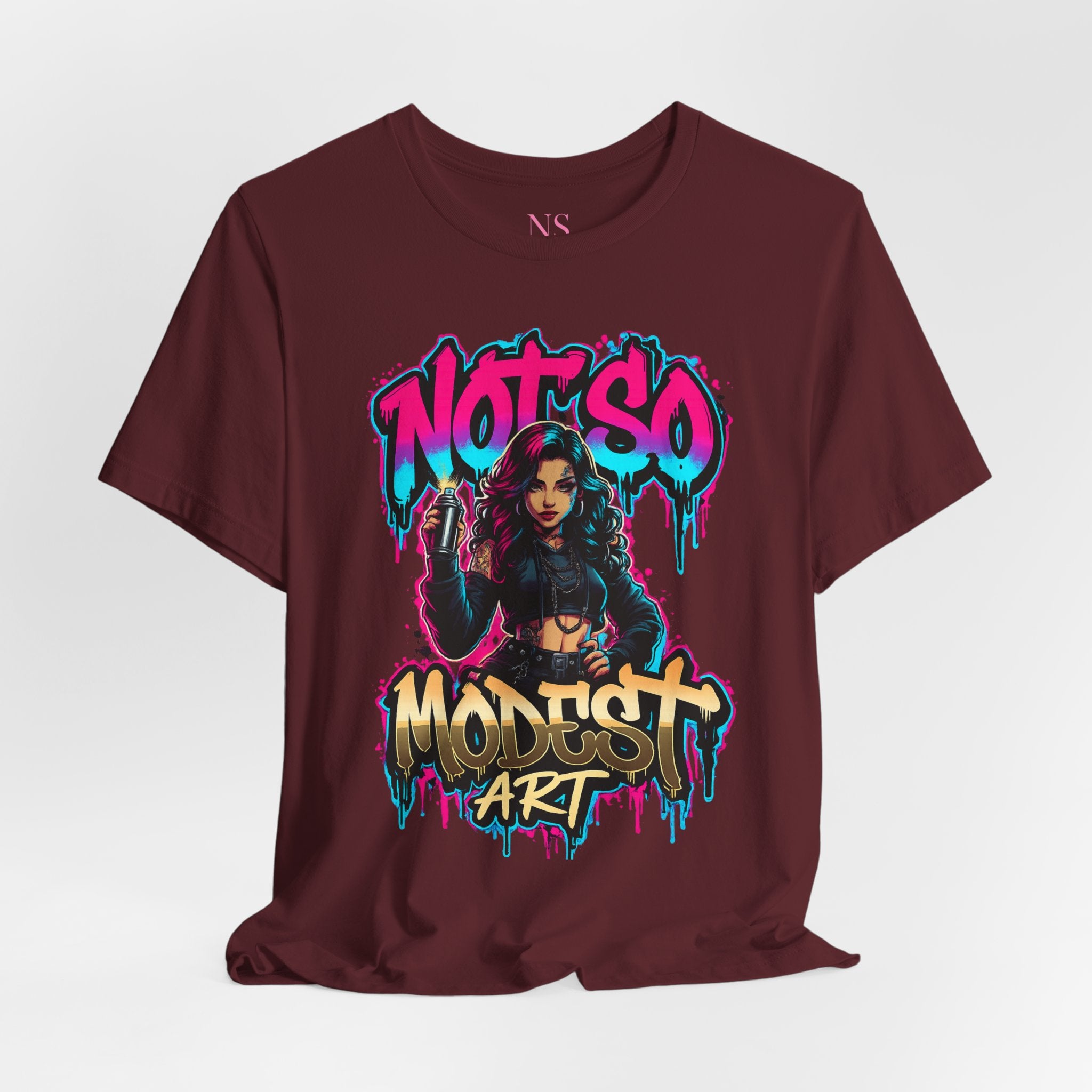 Not So Modest Art Graphic Tee — Bold Streetwear Girl Illustration