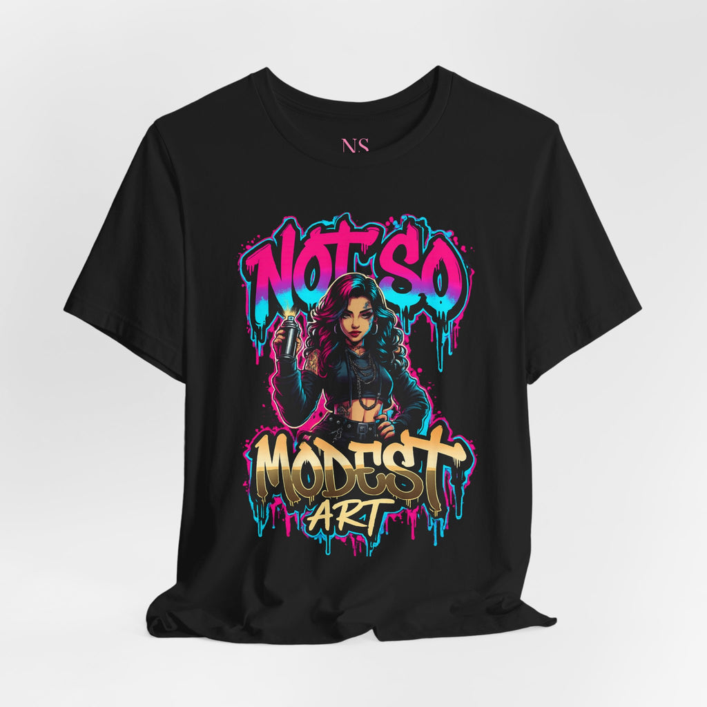Not So Modest Art Graphic Tee — Bold Streetwear Girl Illustration