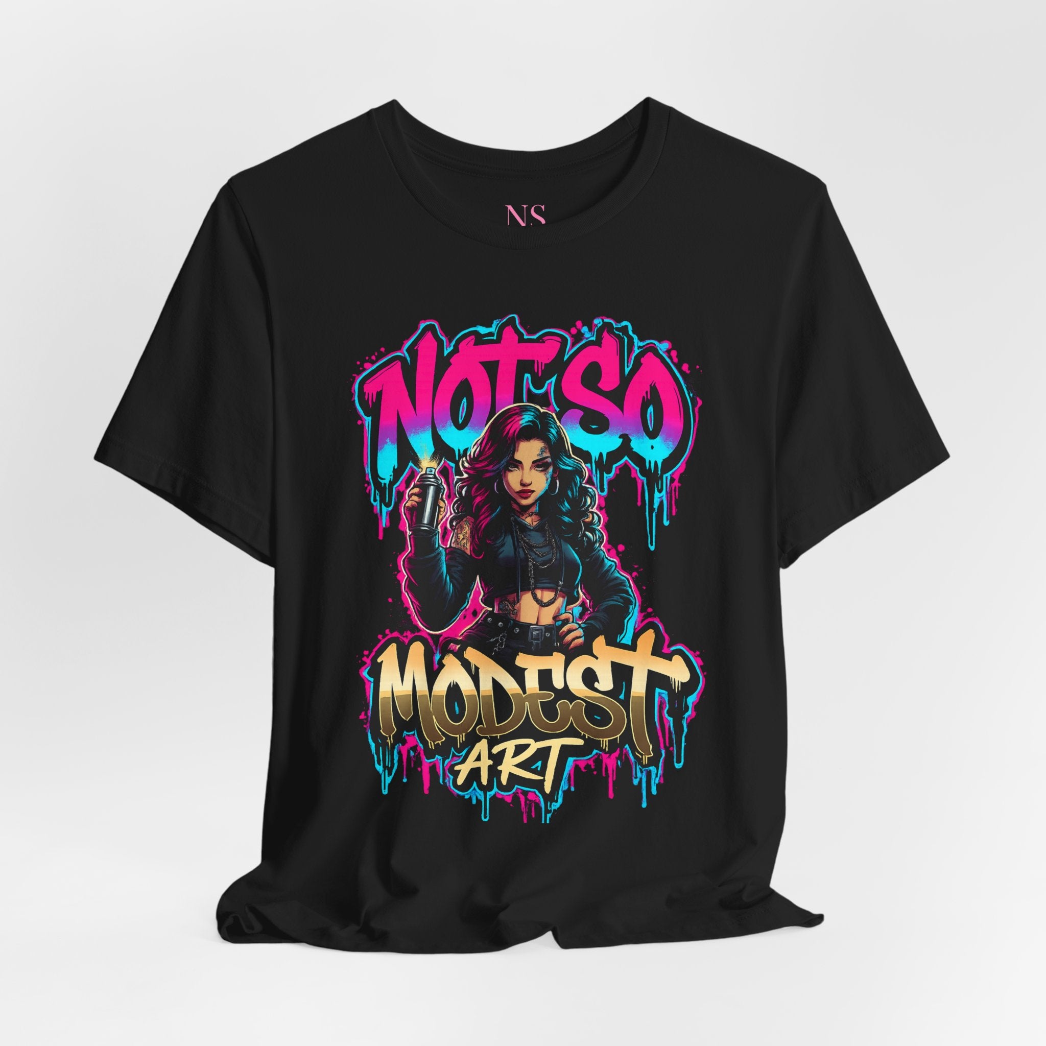 Not So Modest Art Graphic Tee — Bold Streetwear Girl Illustration
