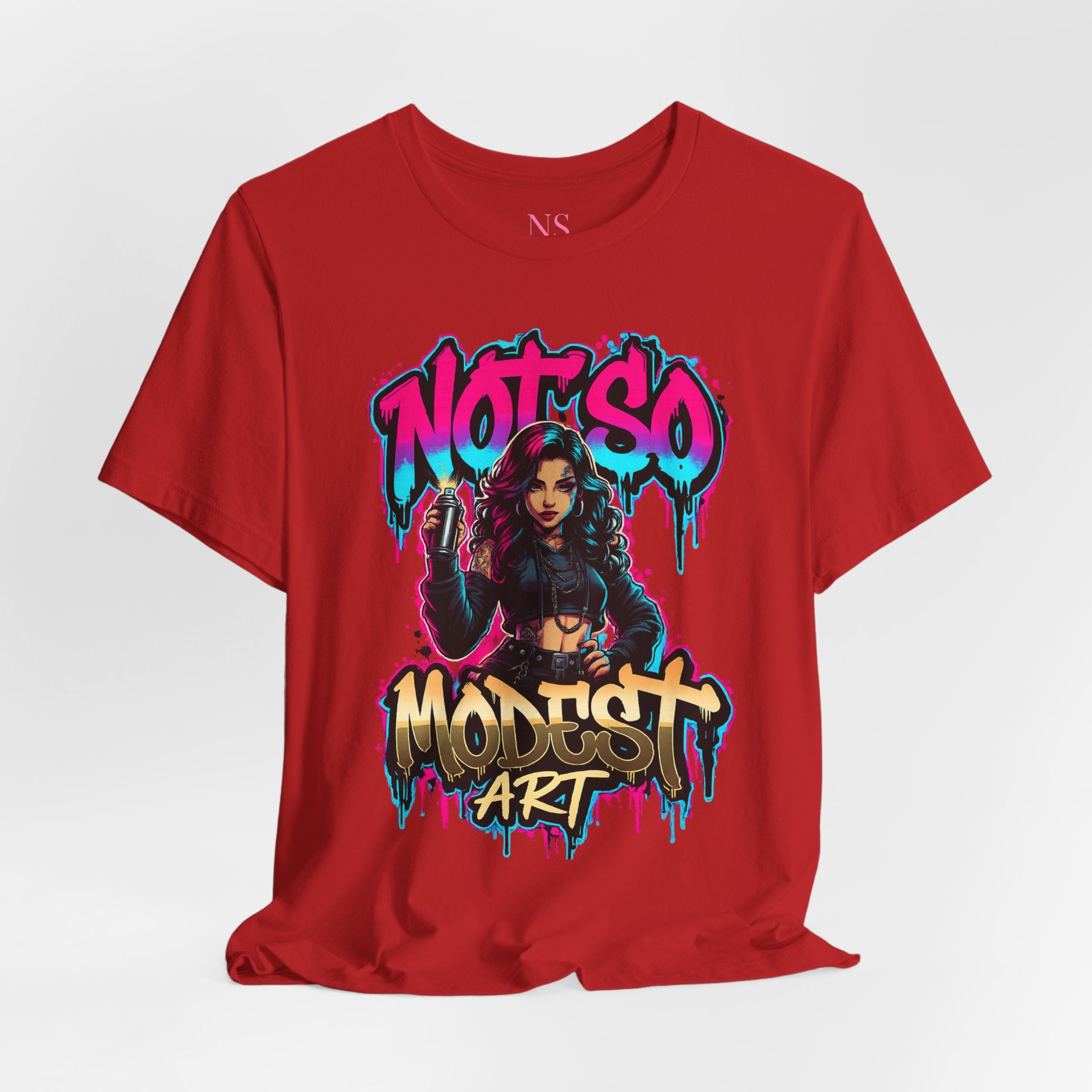 Not So Modest Art Graphic Tee — Bold Streetwear Girl Illustration