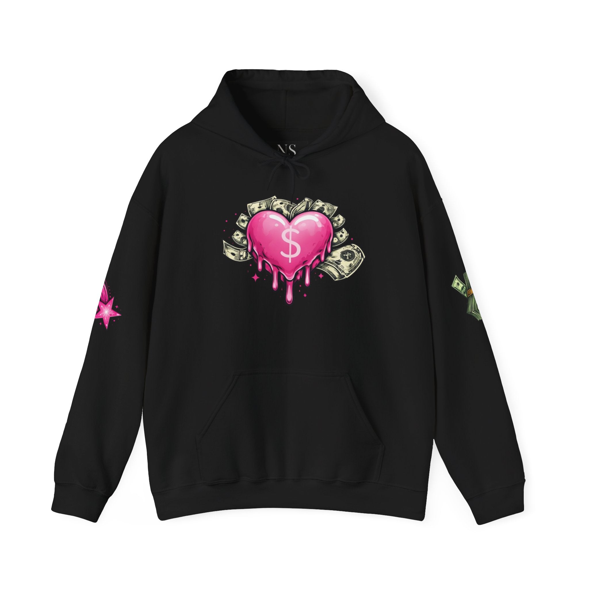 Not So Modest Art NSMA Dripping Money Heart Hoodie – Black Streetwear Hoodie